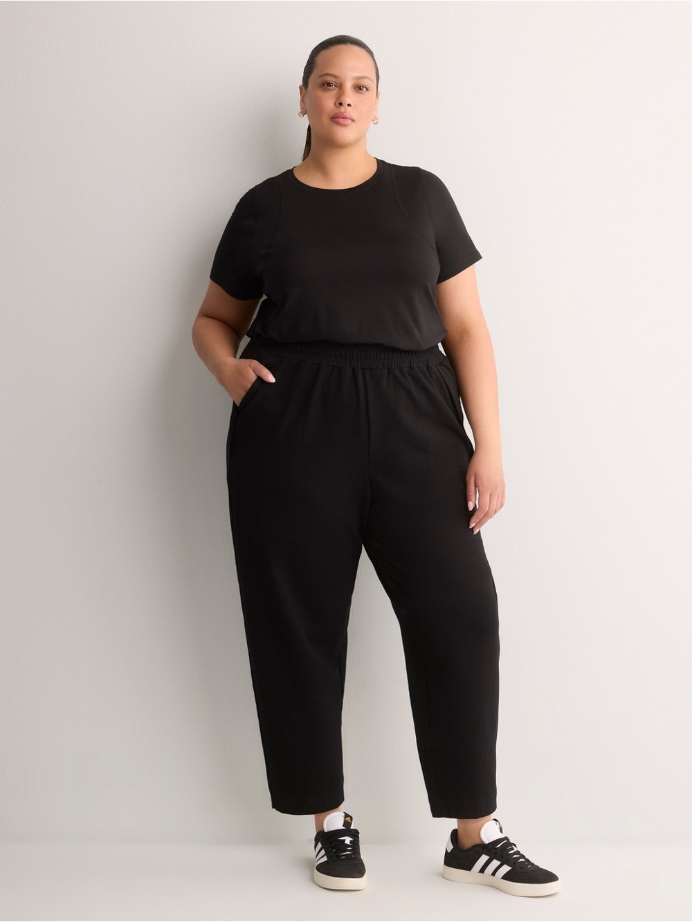Black French knit jogger pants with balloon legs - Active Zone